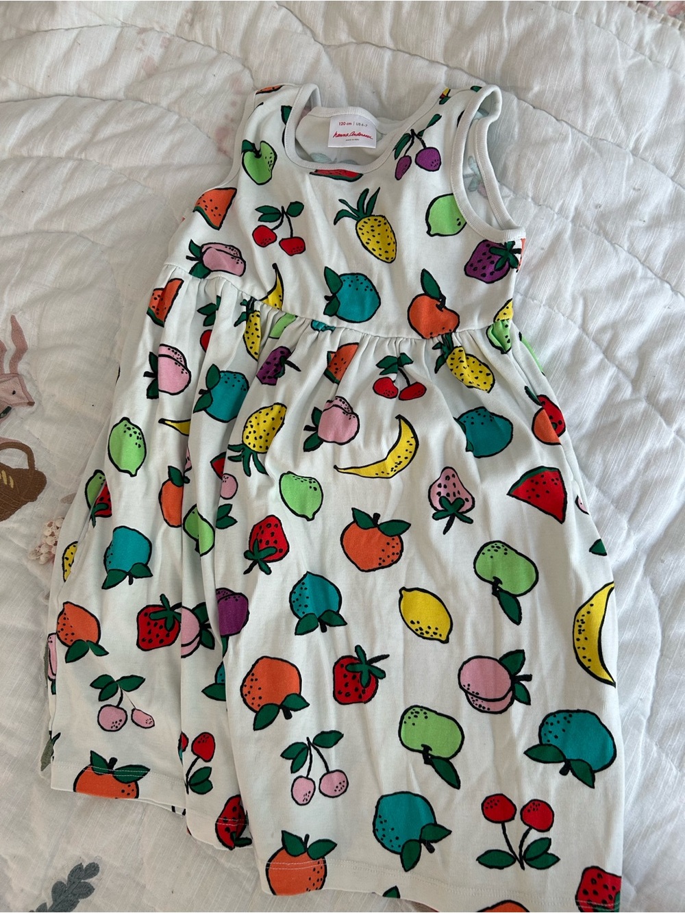 Hanna Andersson White Fruit Print Tank Dress